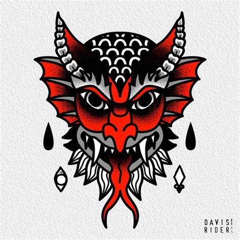 trad devil tattoo